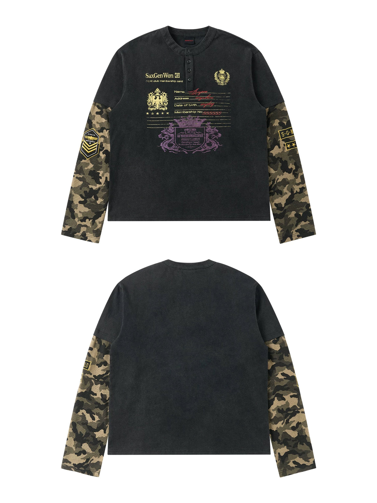 Camo Regiment Layered Henley Shirt