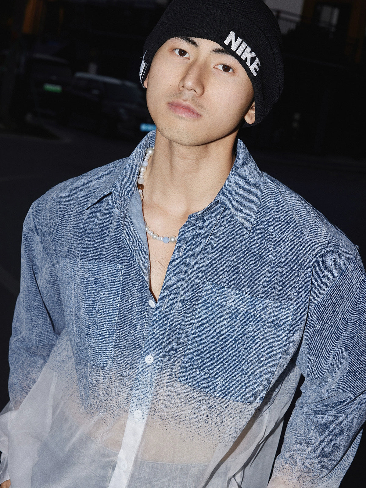 Ombre Denim Fade Button-Up Shirt