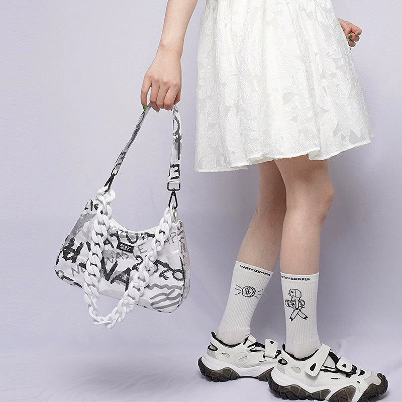Graffiti Chain Crescent Shoulder Bag - view 1