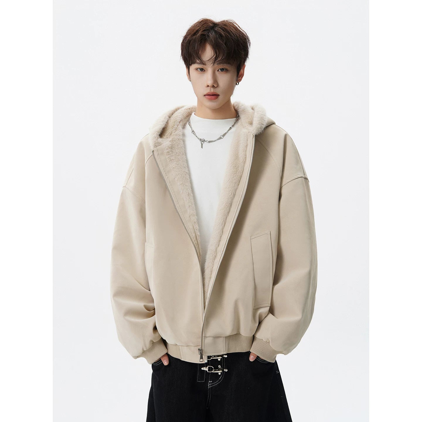 Dunecloud Plush‑Lined Hooded Bomber
