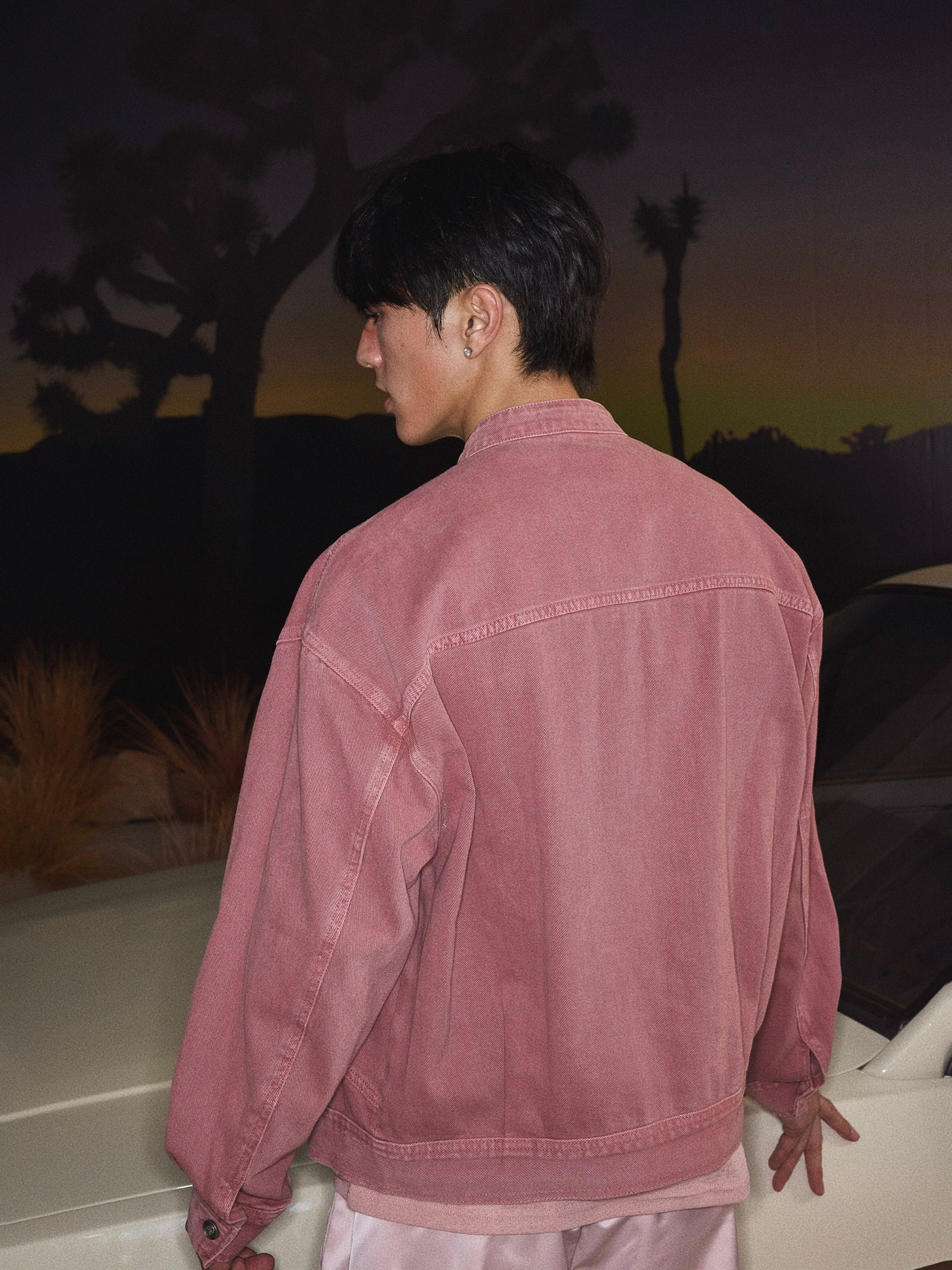 Vintage Rose Denim Trucker Jacket