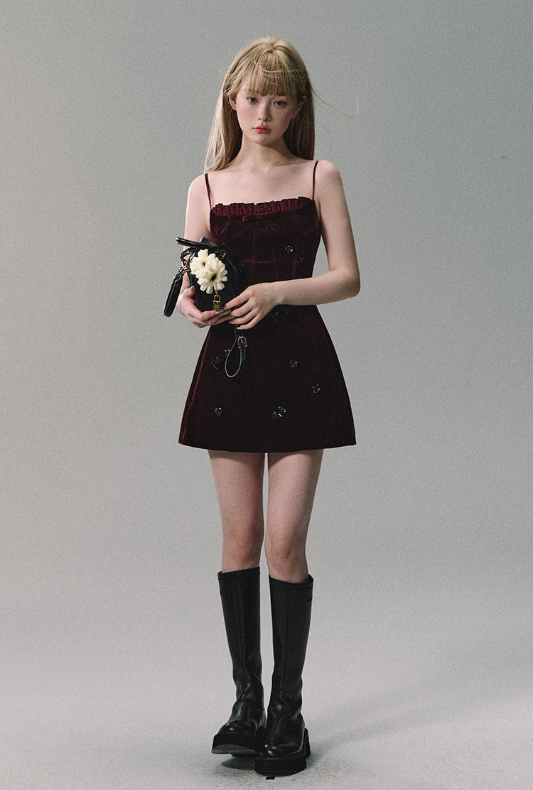 Burgundy Velvet Mini Dress