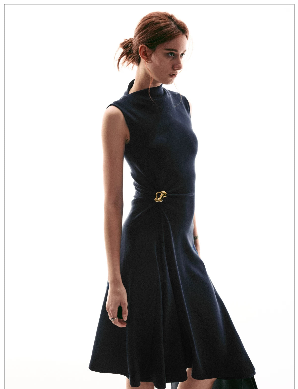 Sculpted Buckle Fit-Flare Dress