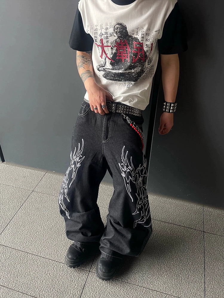 Inferno Stitch Wide Leg Jeans