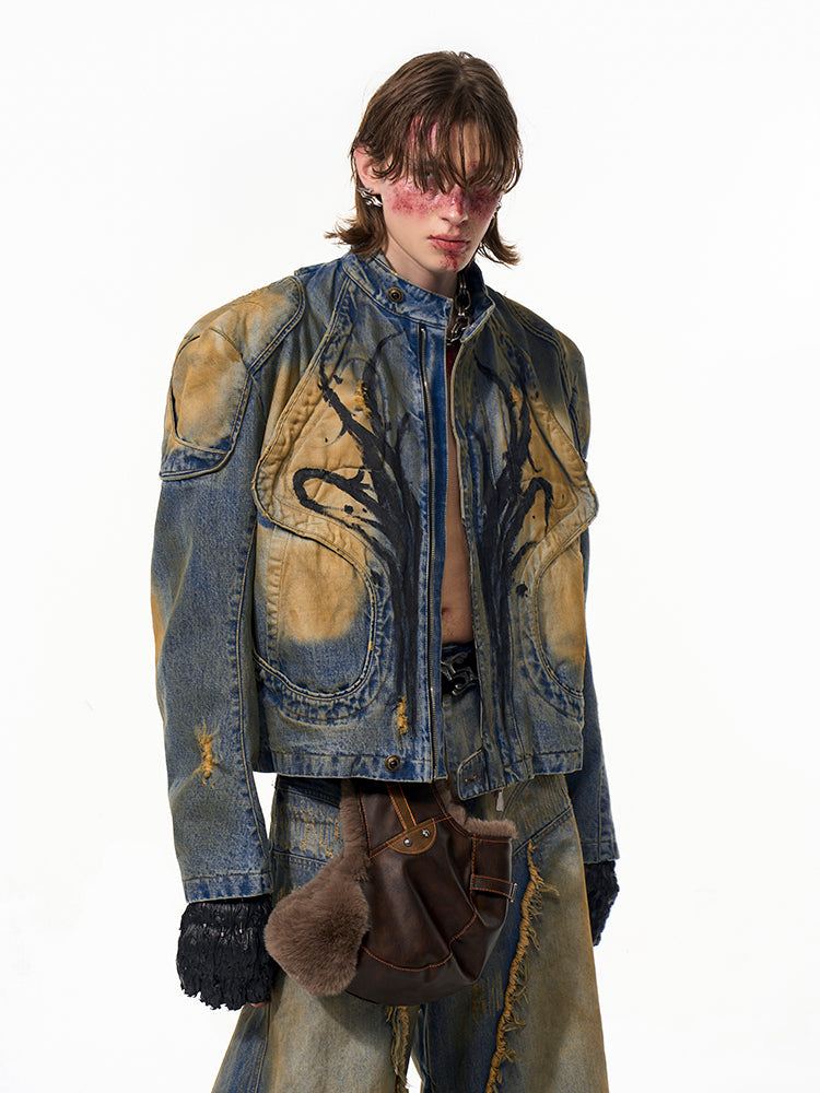 Distressed Tribal Denim Jacket and Jeans Setup