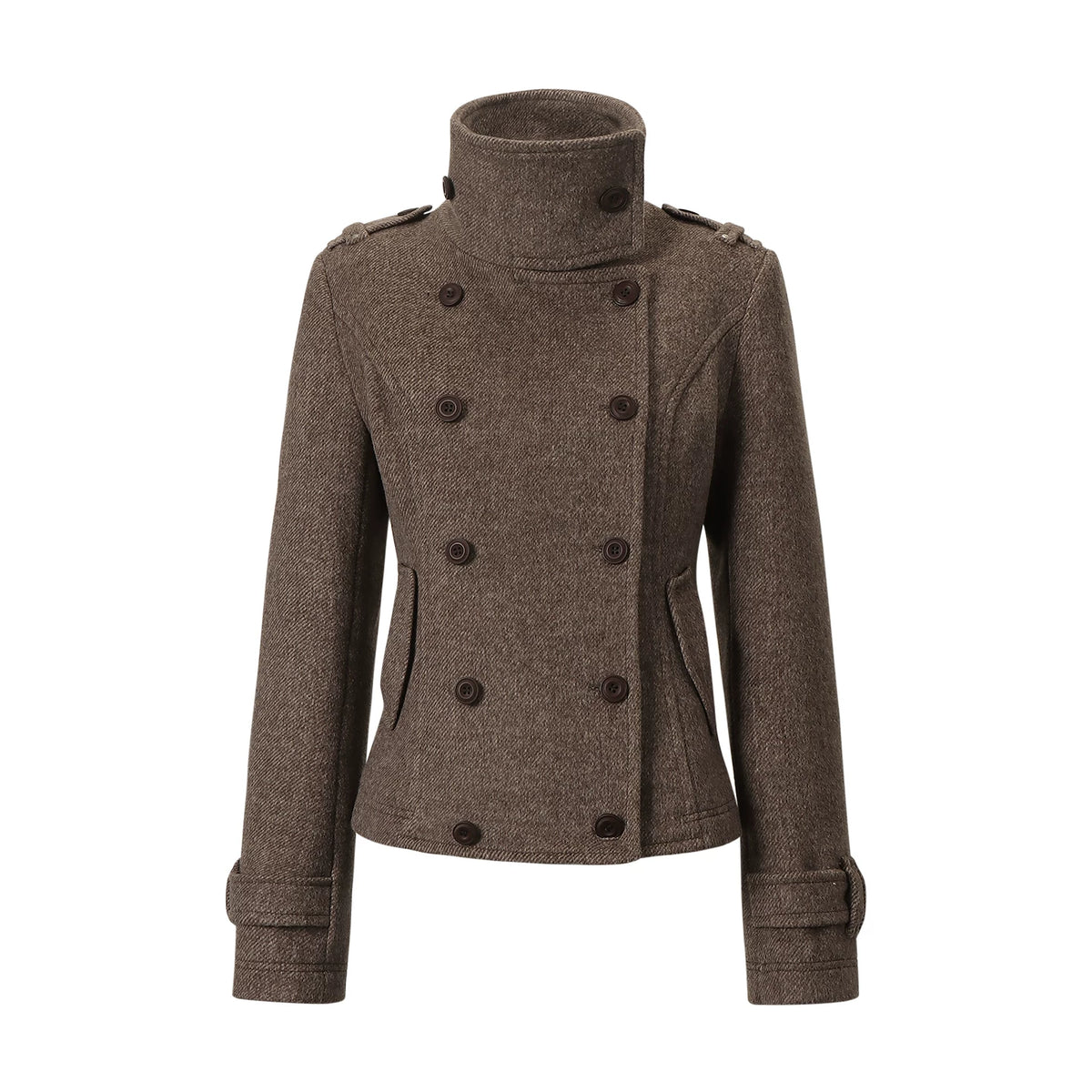 Herringbone Tweed Peacoat Jacket
