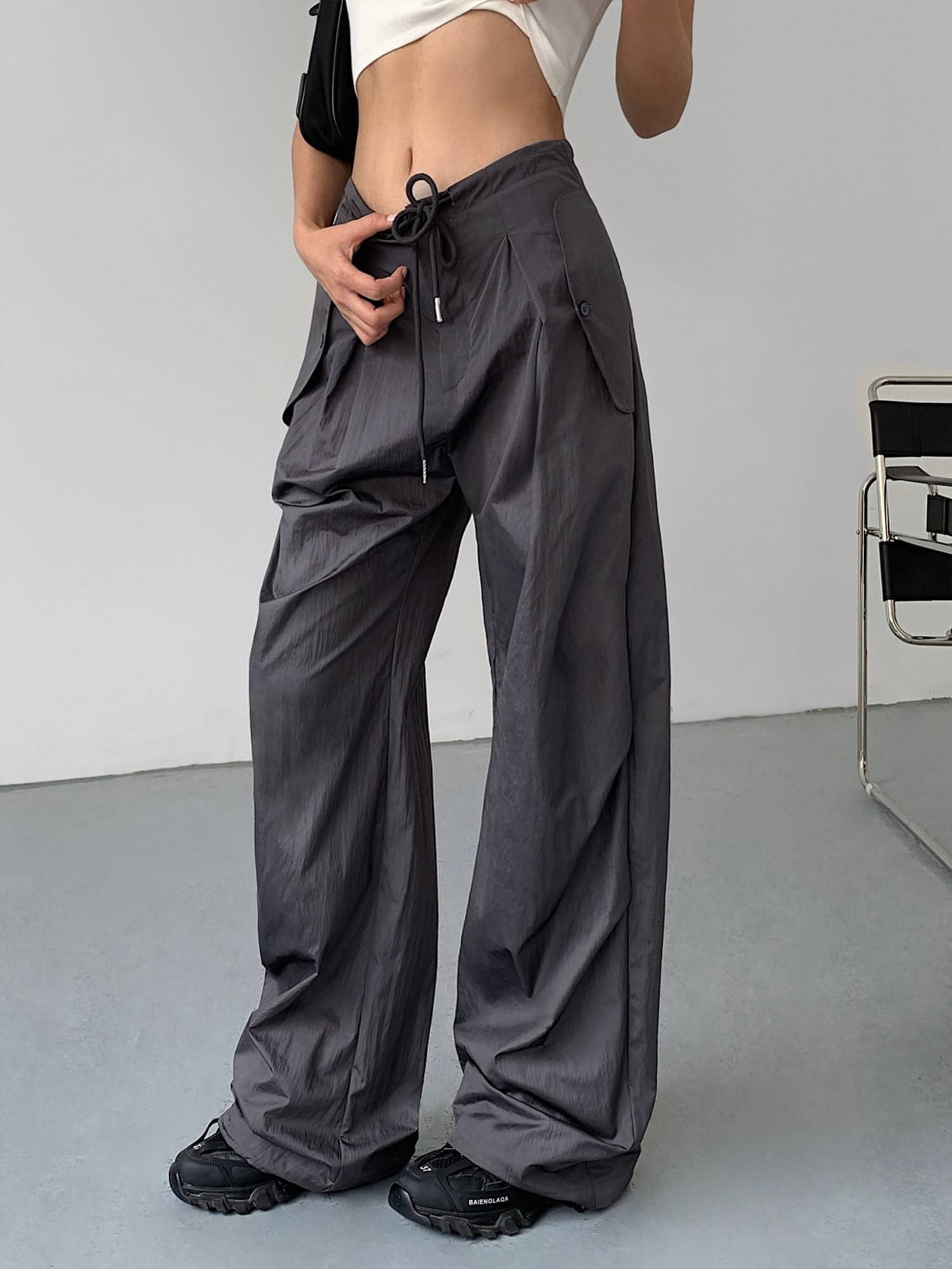 American Retro Wide-Leg Work Pants - chiclara