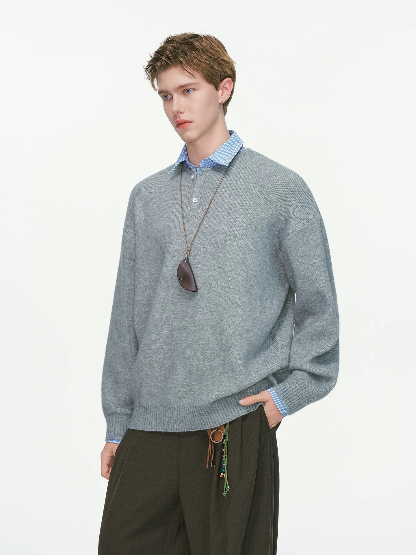 Oxford Layer Knit Polo Sweater