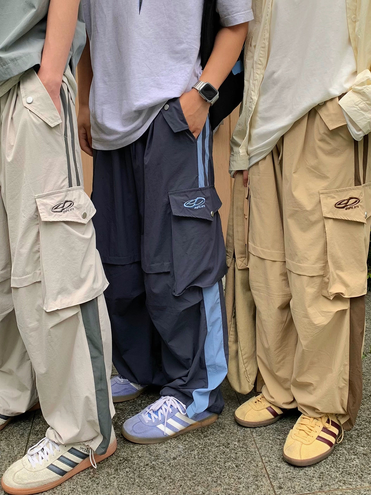 3줄무늬 속건 캐주얼 팬츠
