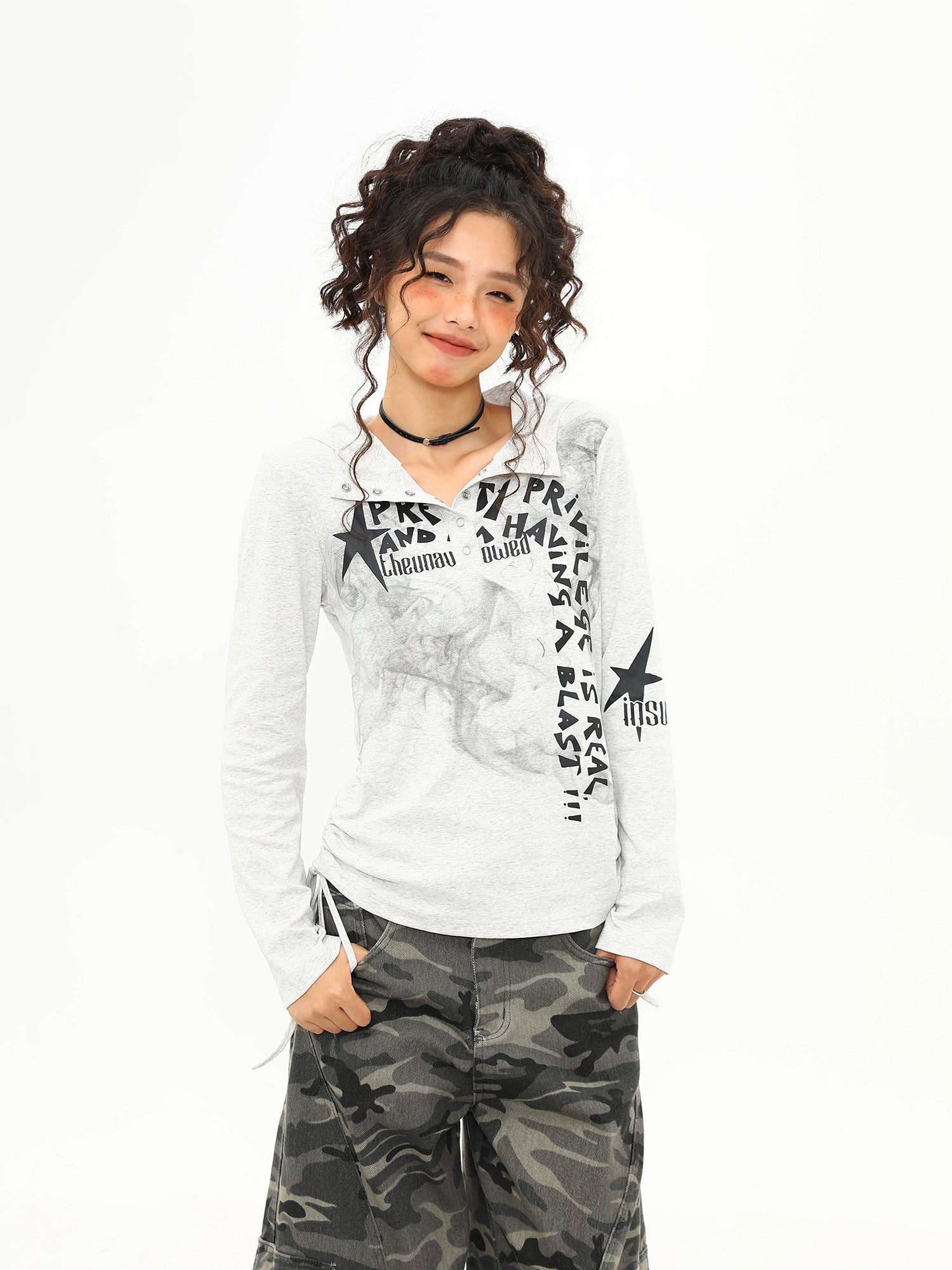 Starlit Smoke Graphic Hoodie Tee