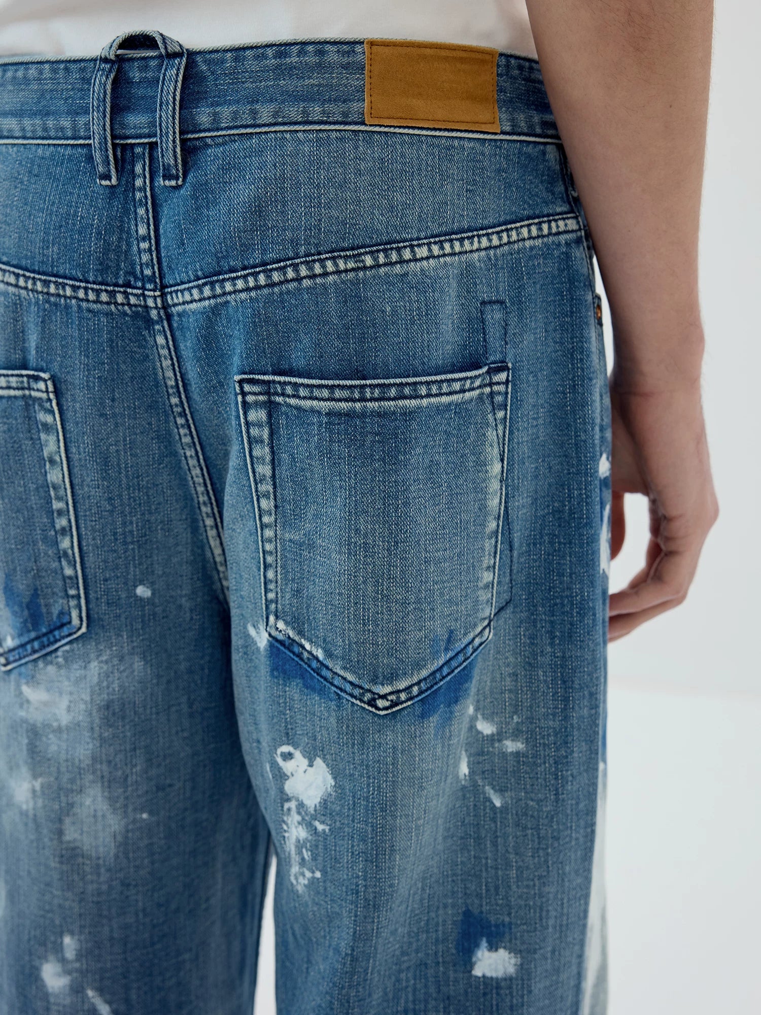 Paint-Splatter Wide-Leg Jeans