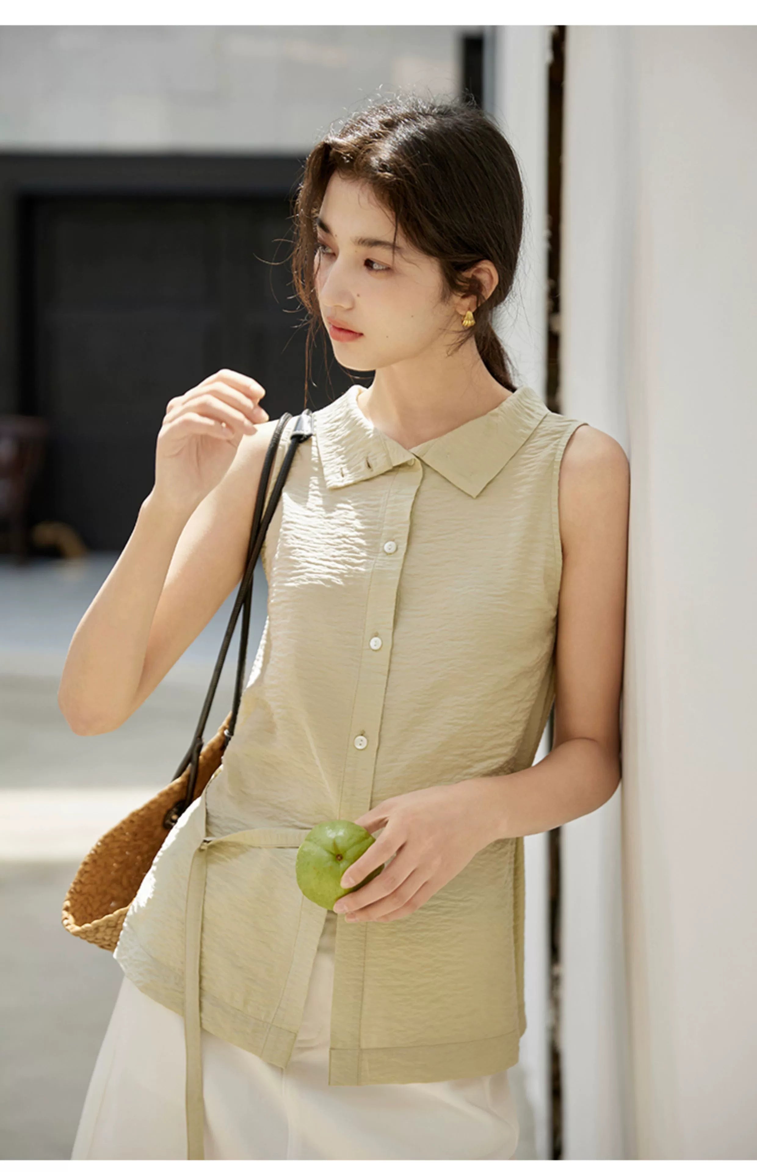 Sleeveless Light Pink Belted Top