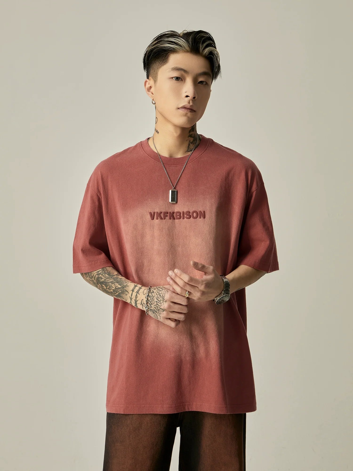 VKFKBISON Black Oversized Logo Tee