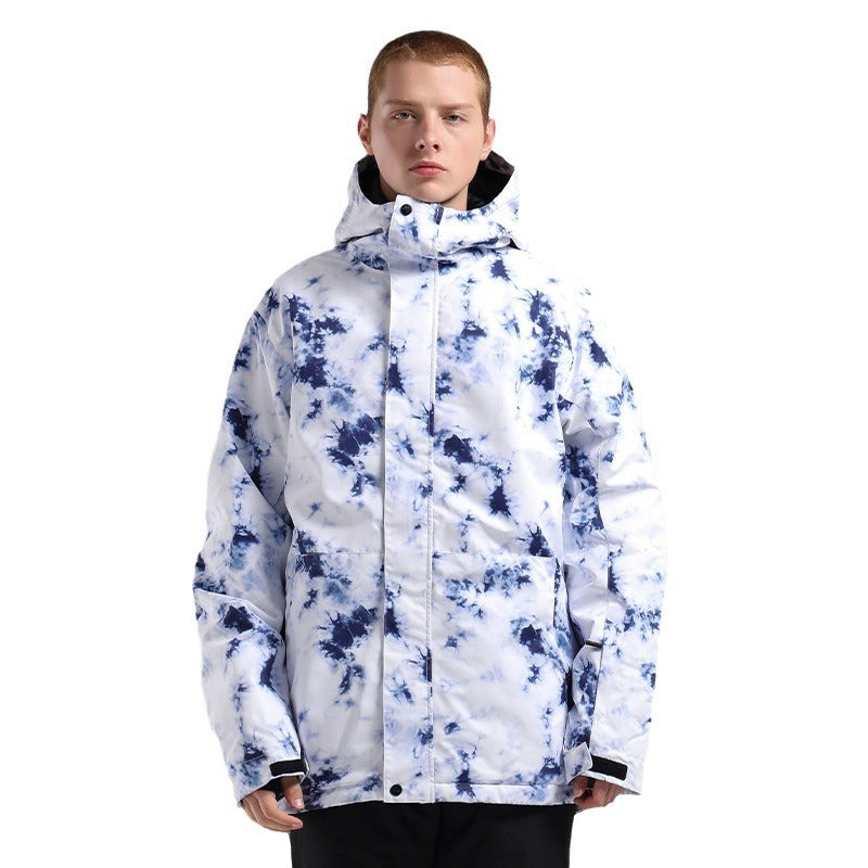 Graphic Print Hooded Snowboard Jacket