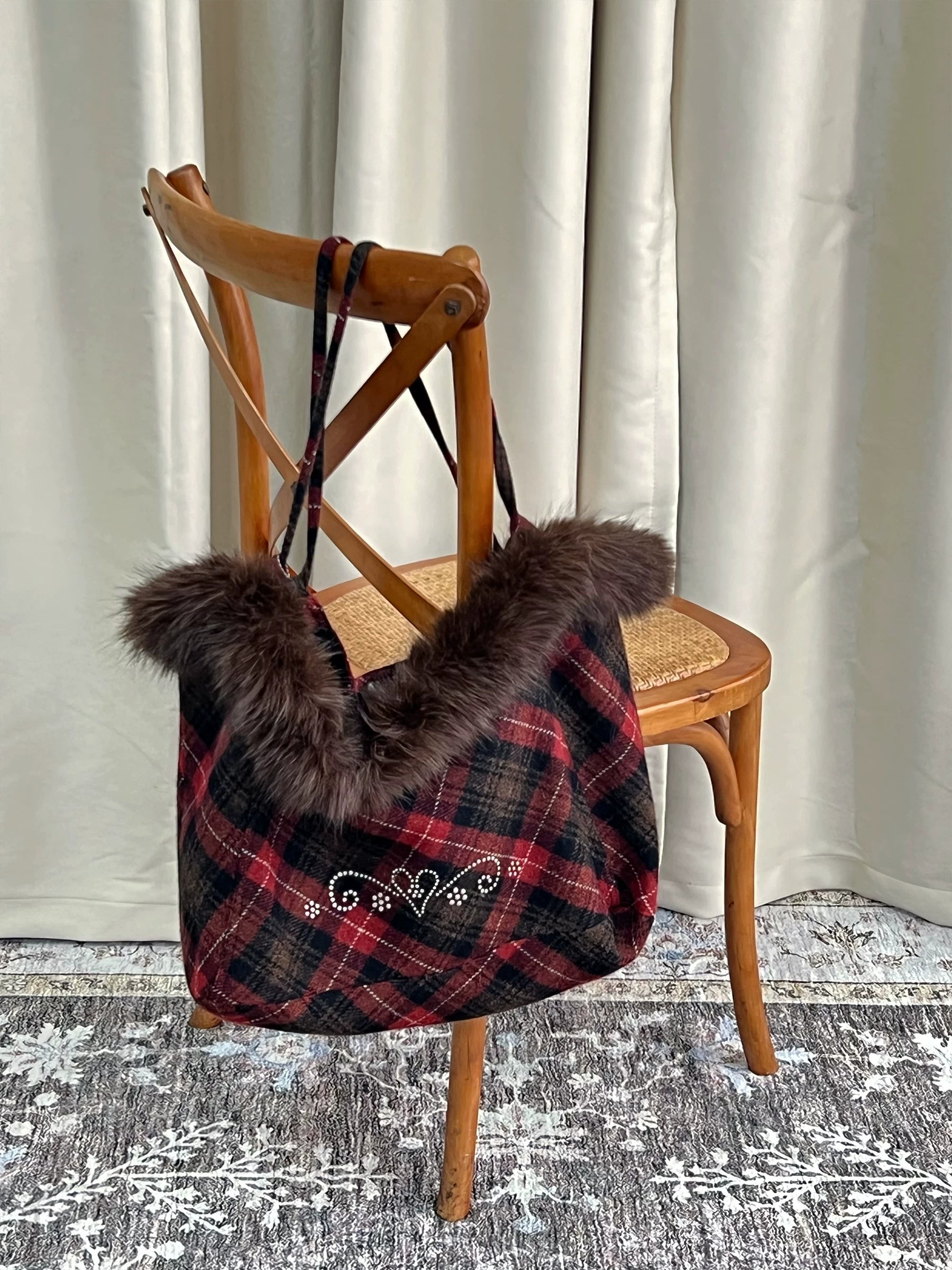 Faux-Fur Plaid Oversized Tote - view 1