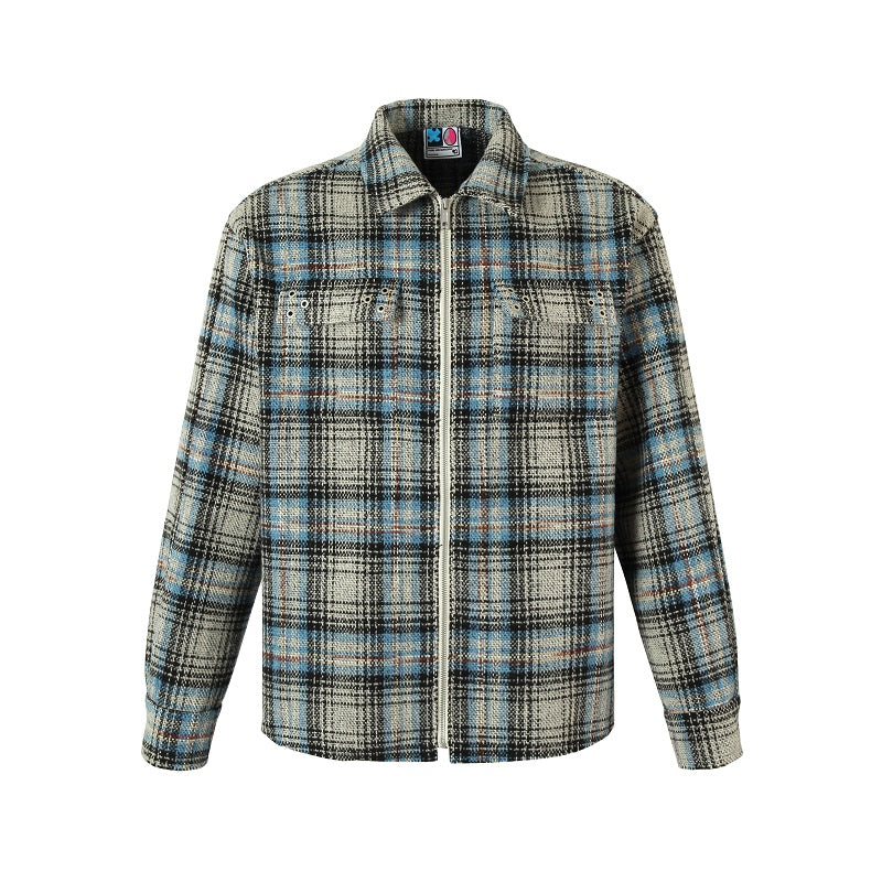Deconstructed Plaid Shirt Jacket - chiclara
