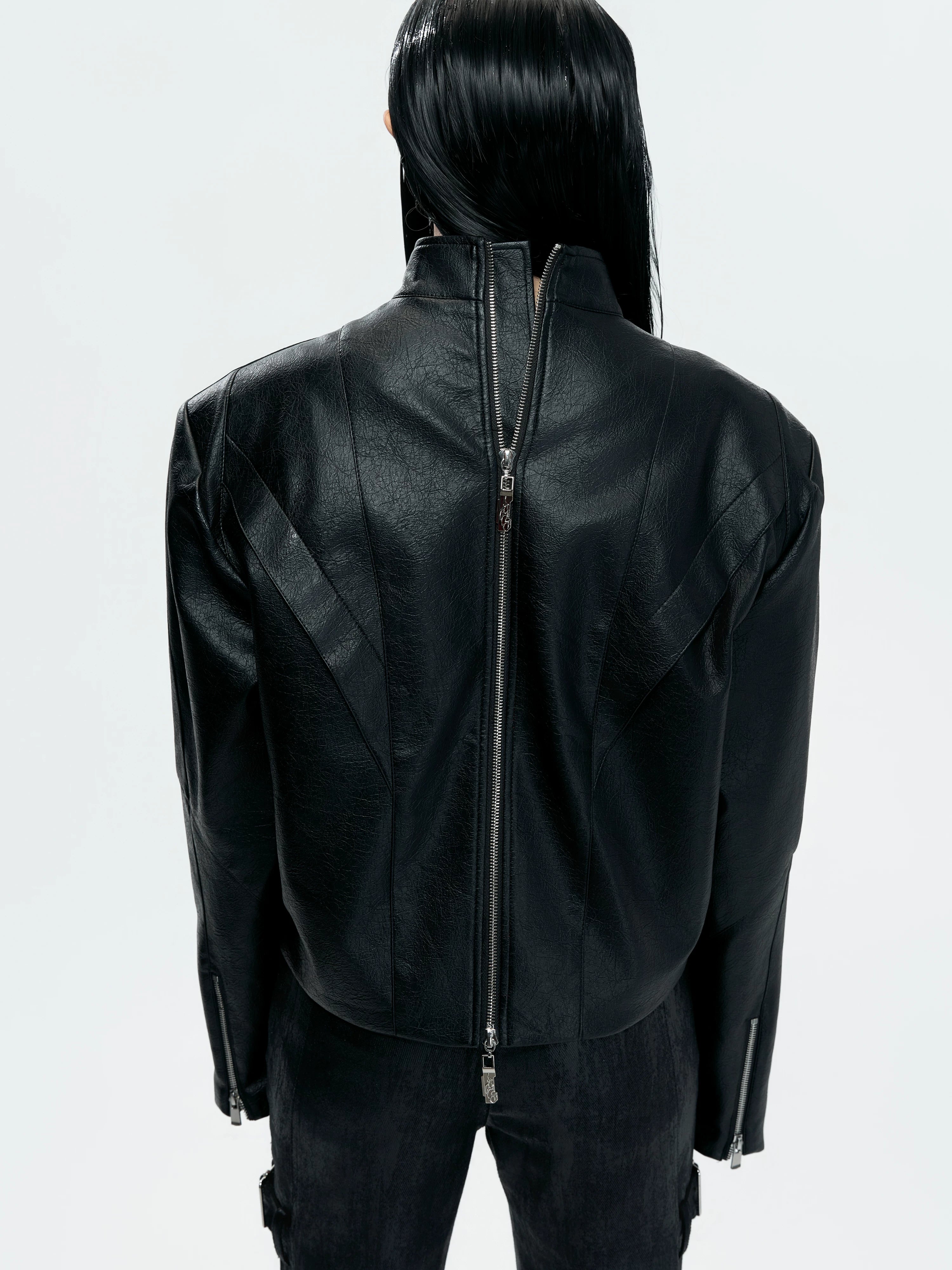 Tiled Halo Studded Leather Blouson