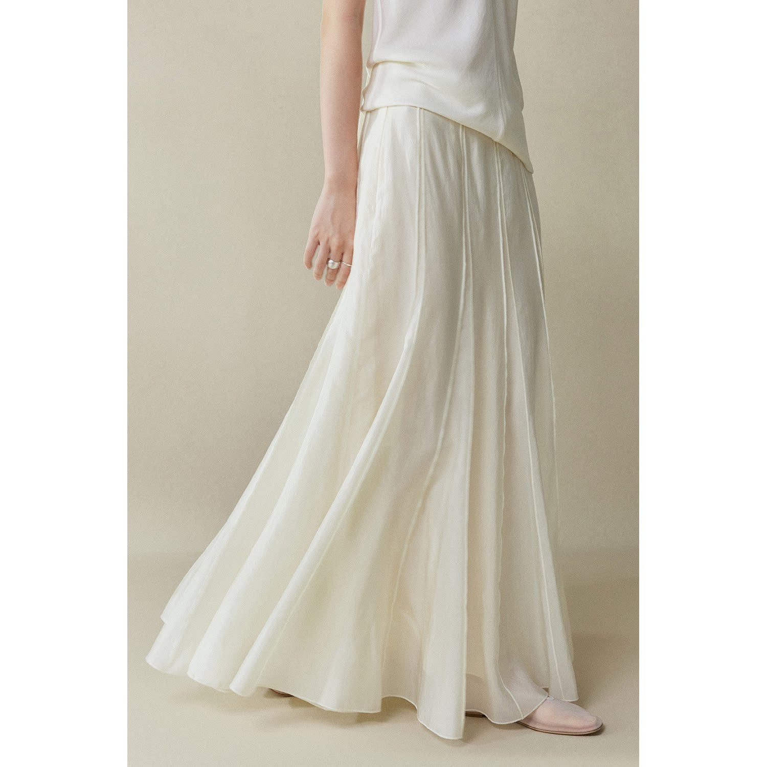 Paneled Cupro Fishtail Maxi Skirt