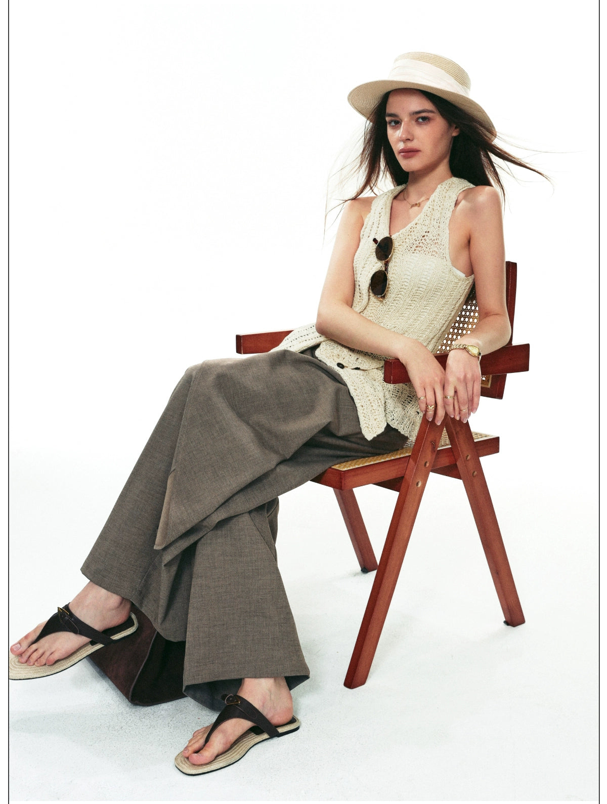 Draped Wrap Wide-Leg Pants
