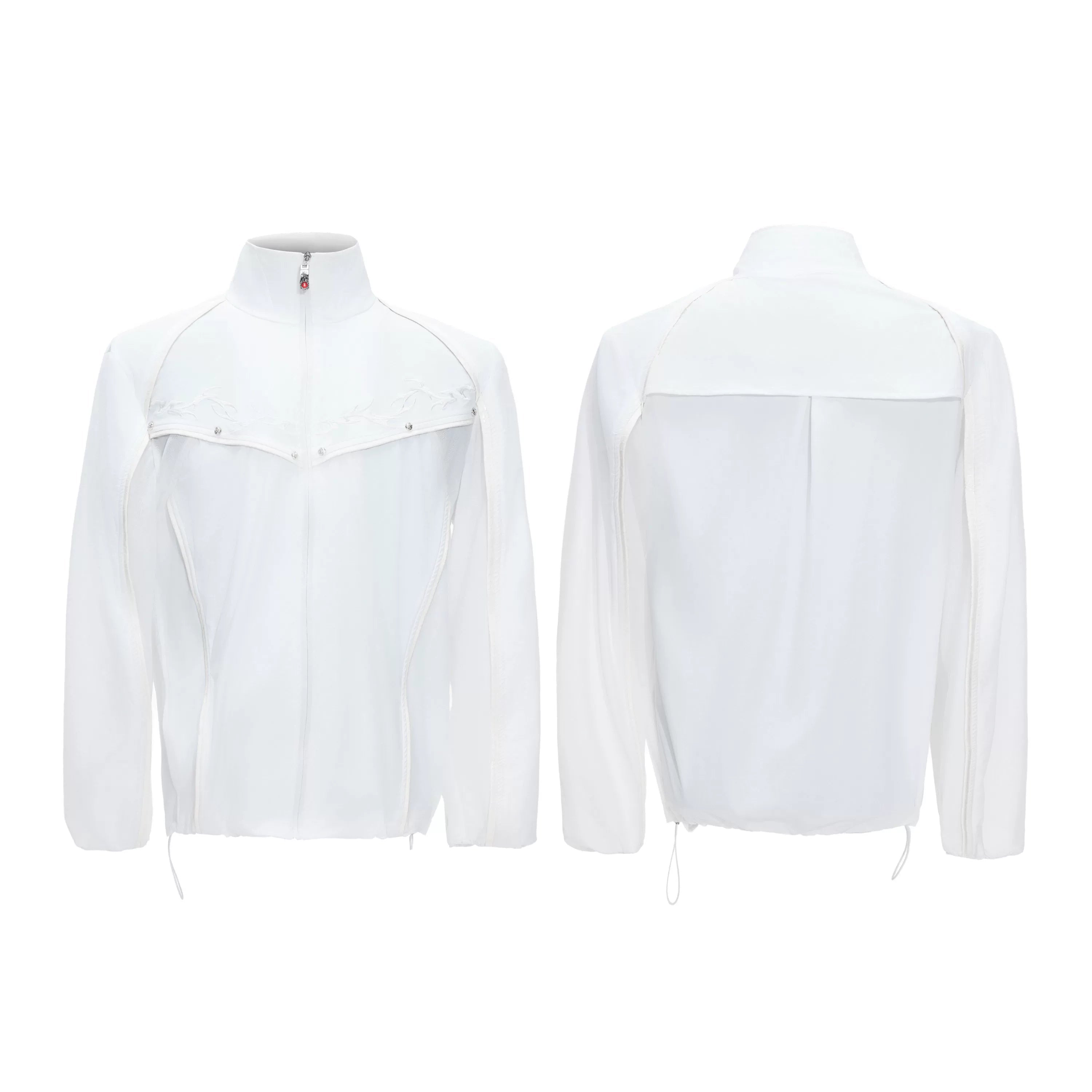 Embroidered Yoke Zip Front Windbreaker