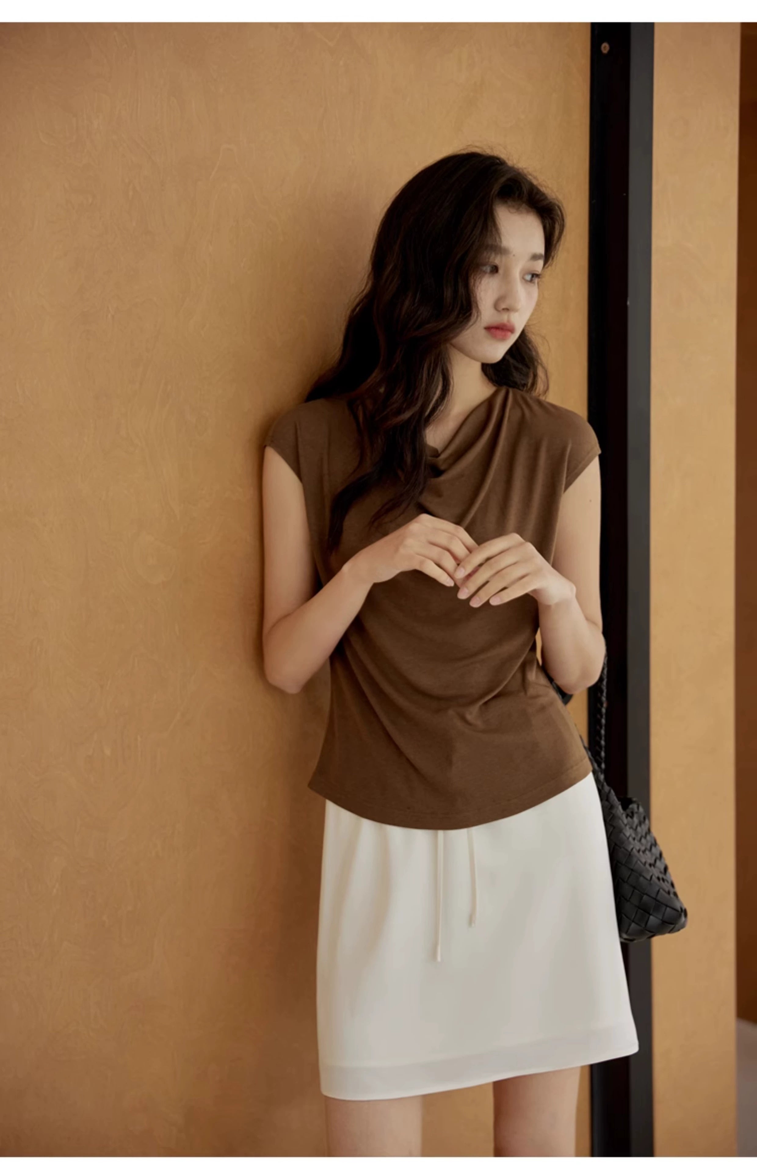 Cowl Neck Cap Sleeve Top