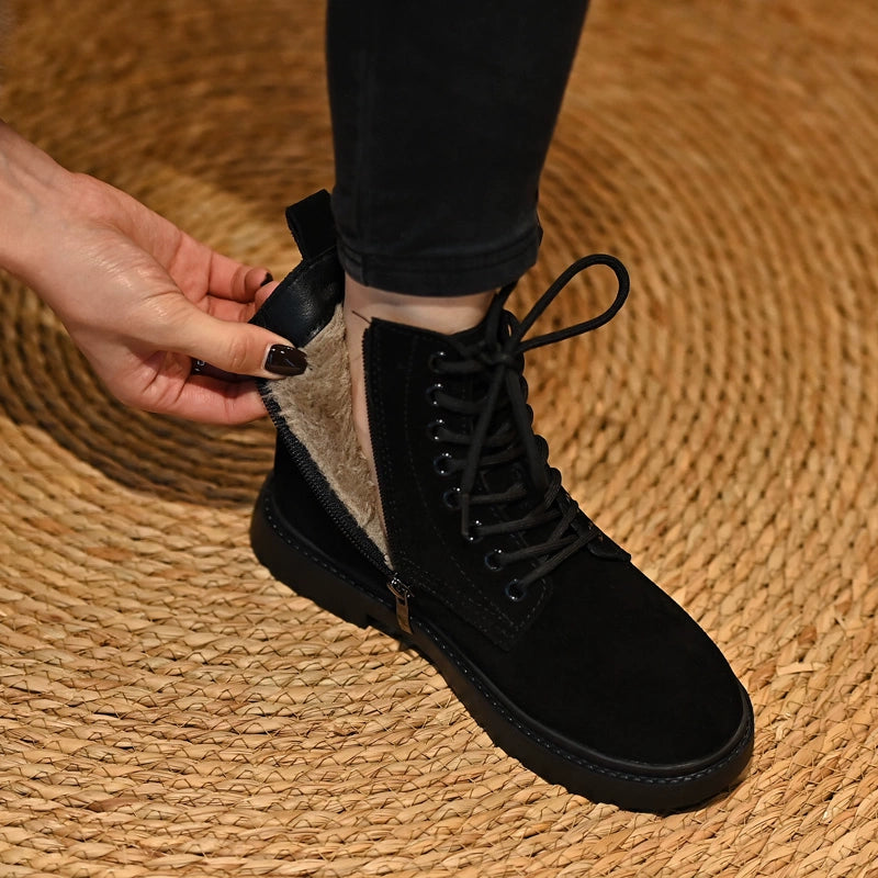 Midnight Cozy Lined Combat Boots