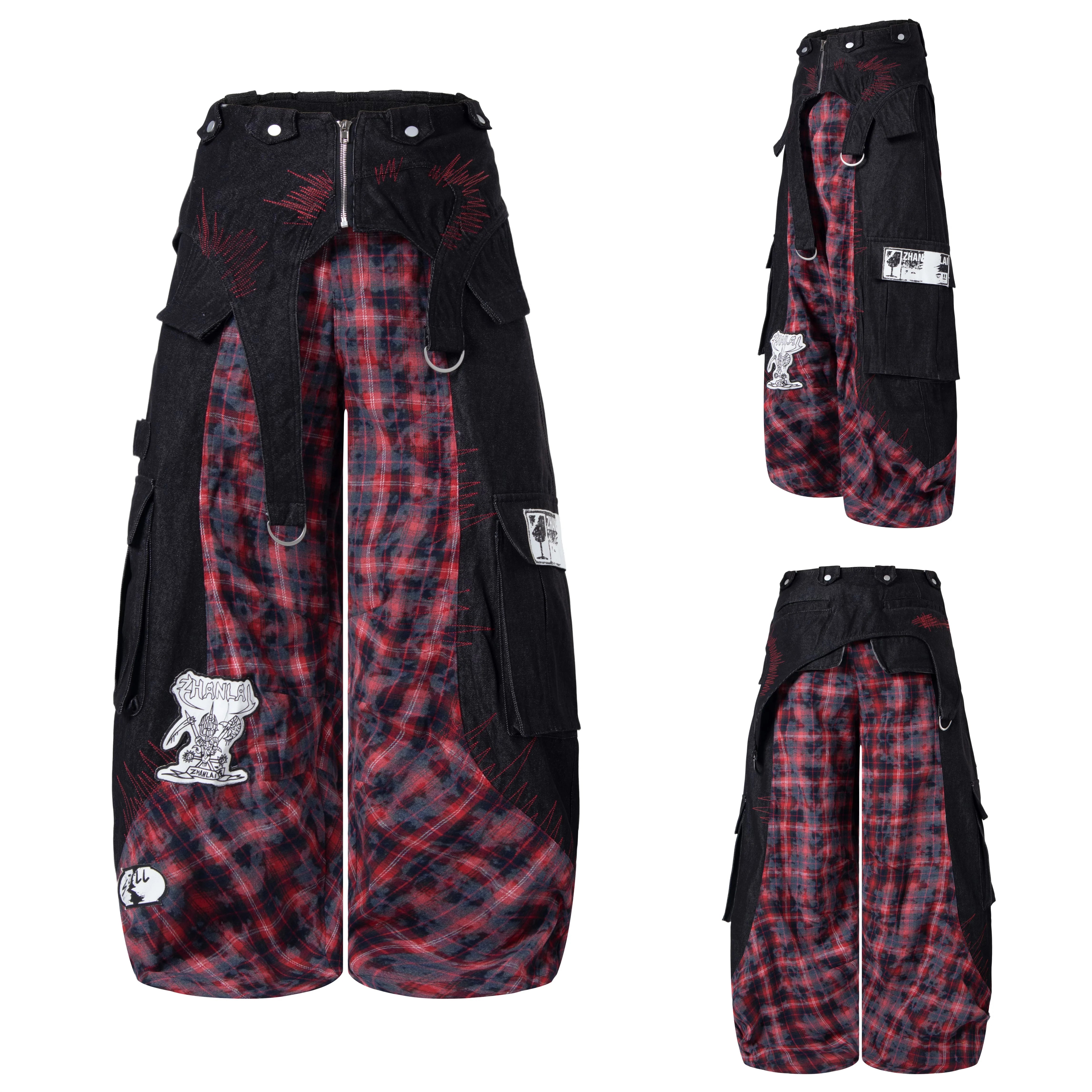 Riot Plaid Layered Trench Cargo Pants