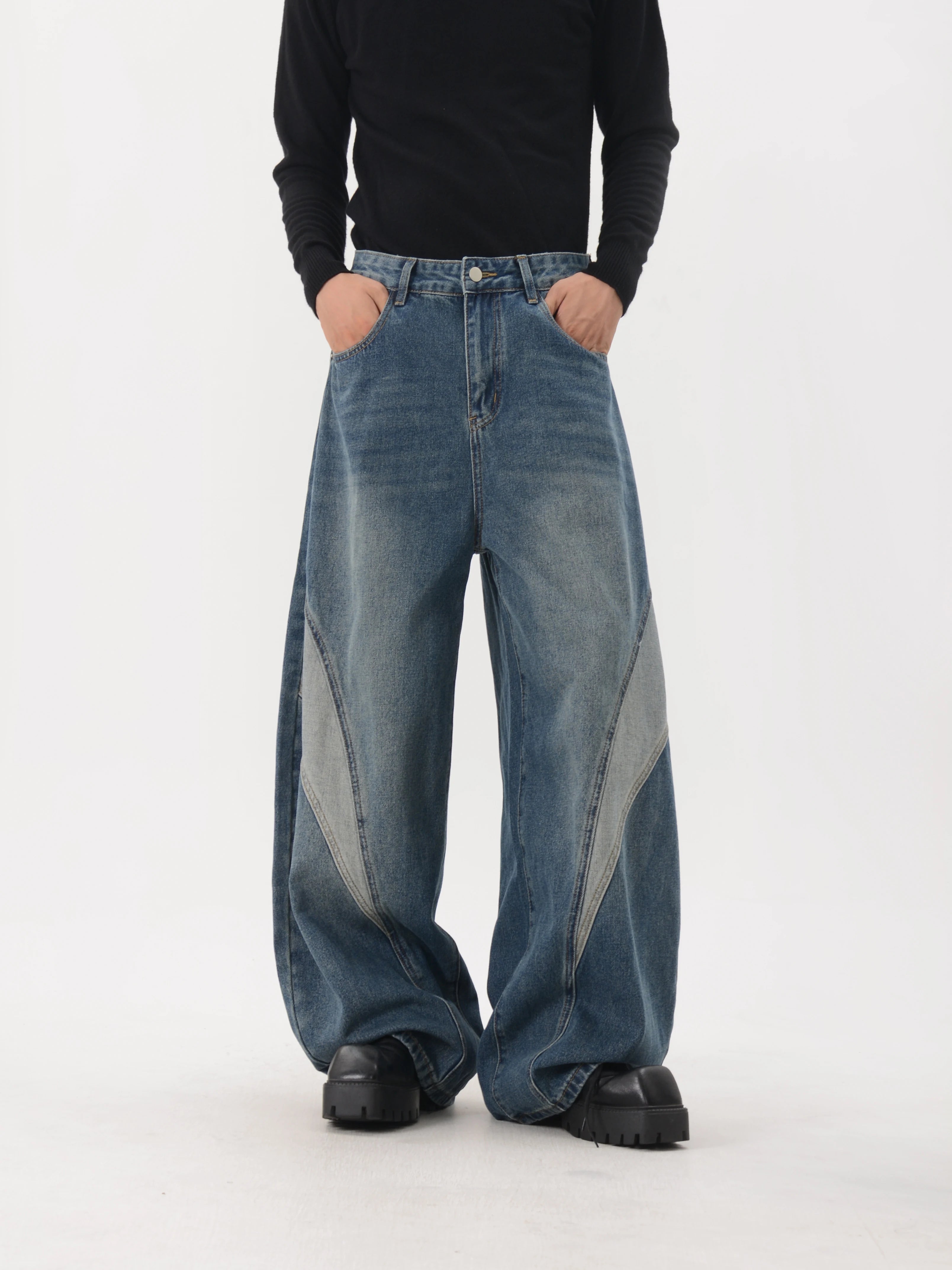 Tidal Arc Paneled Wide Jeans