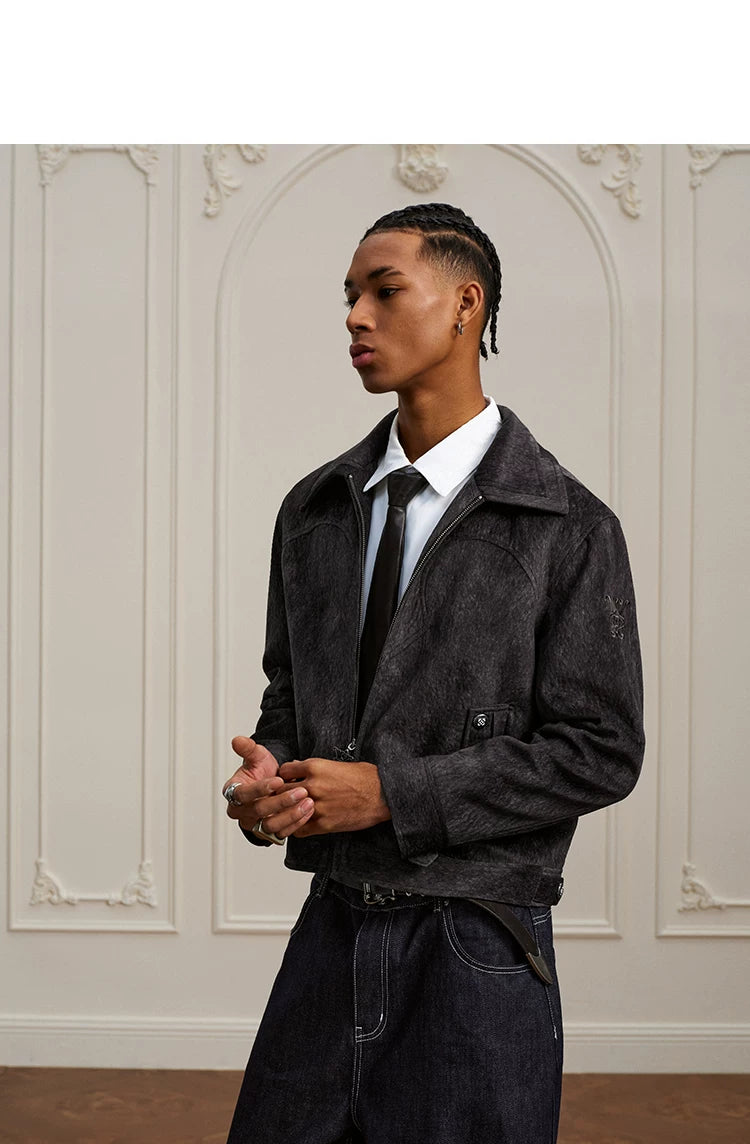Textured Western Yoke Zip Front Jacket