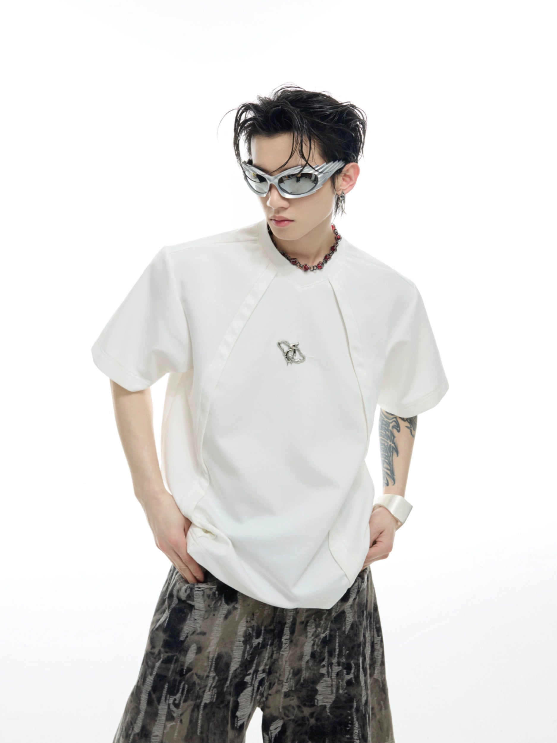 Grey Logo Embroidered Polo Shirt