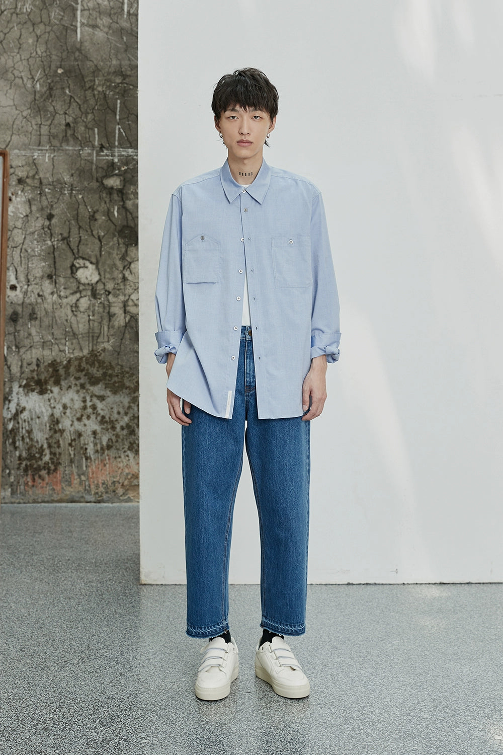 Asymmetric Pocket Oversized Shirt