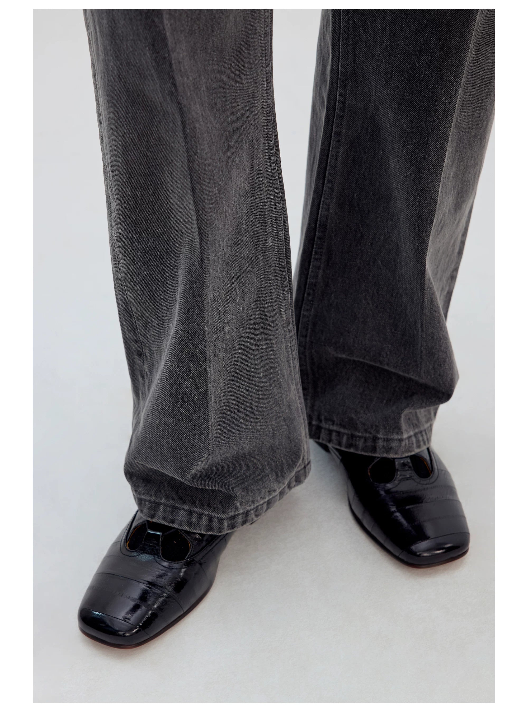 Gray Straight-Leg Washed Jeans