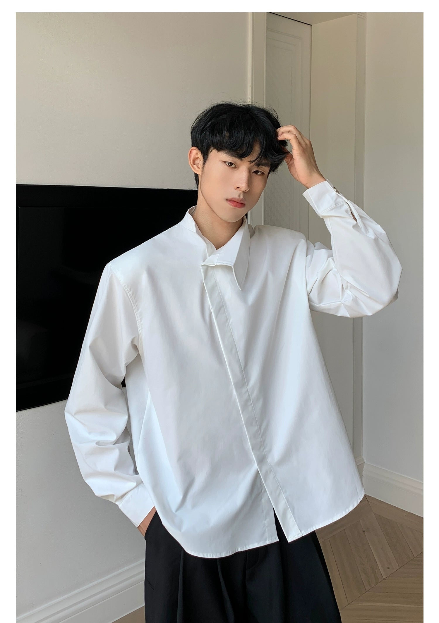 Asymmetric Collar Dress Shirt