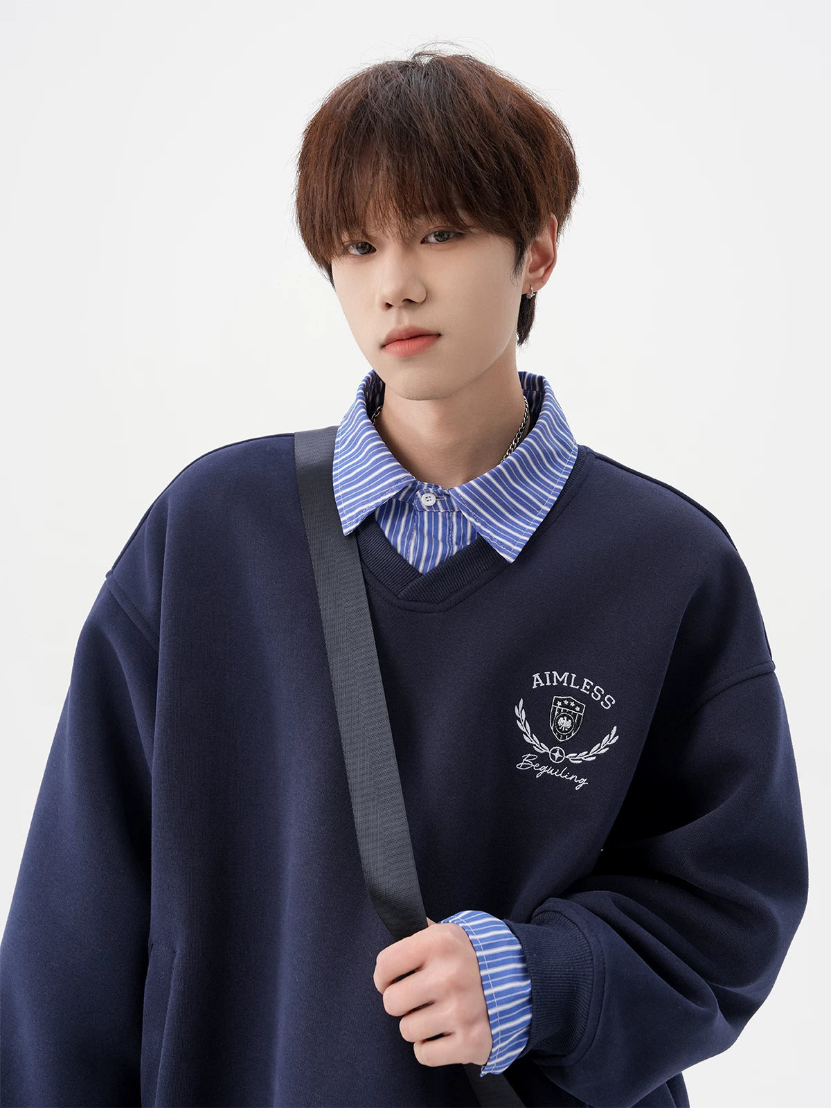 Aimless Crest Layered V-Sweatshirt