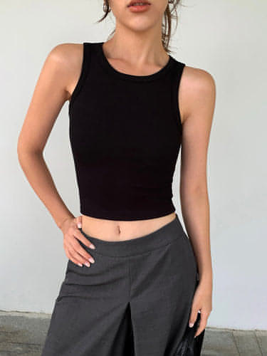 Summer Collection - Black Cut-Out Backless Camisole Top - chiclara