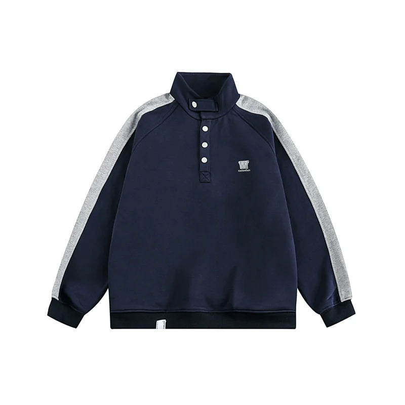 W California High-Neck Button Sweatshirt Coat