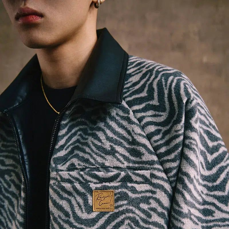 Reversible Leather Jacket with Animal Pattern - chiclara