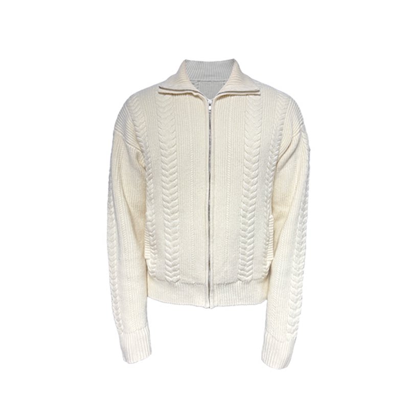 Cozy Cable Zip-Up Wheat Cardigan