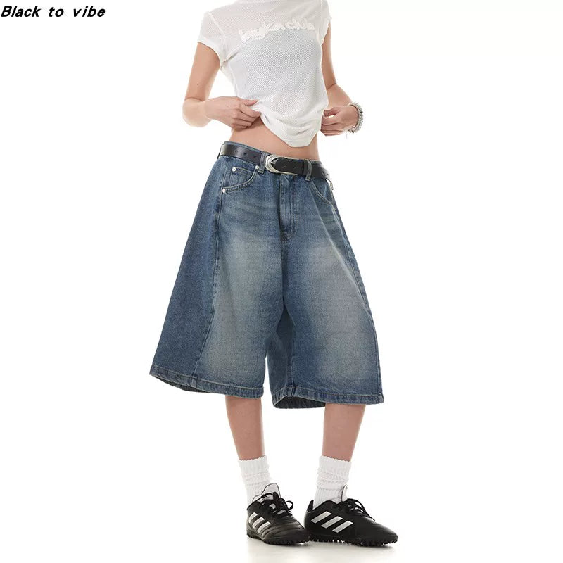 Washed Denim Bermuda Shorts - blue variant image