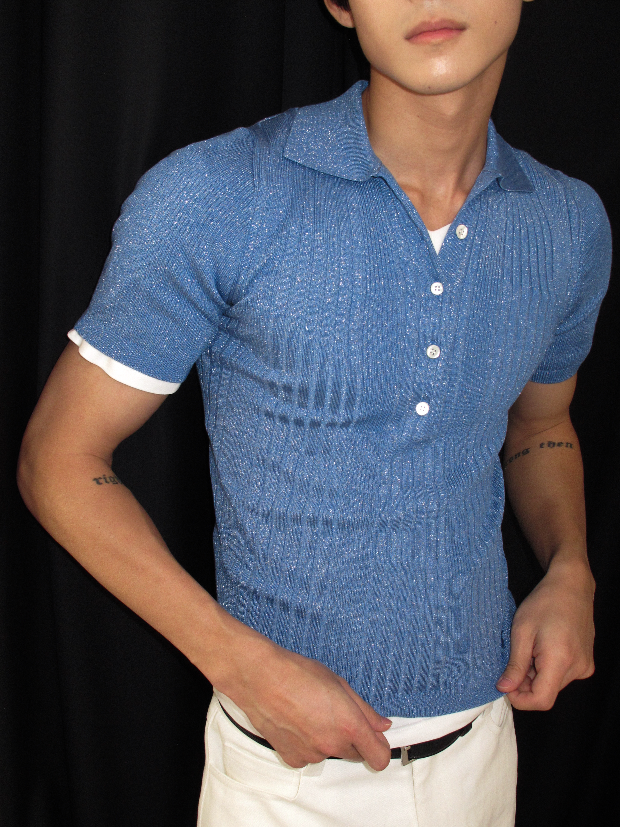 Coastline Rib Knit Polo Tee