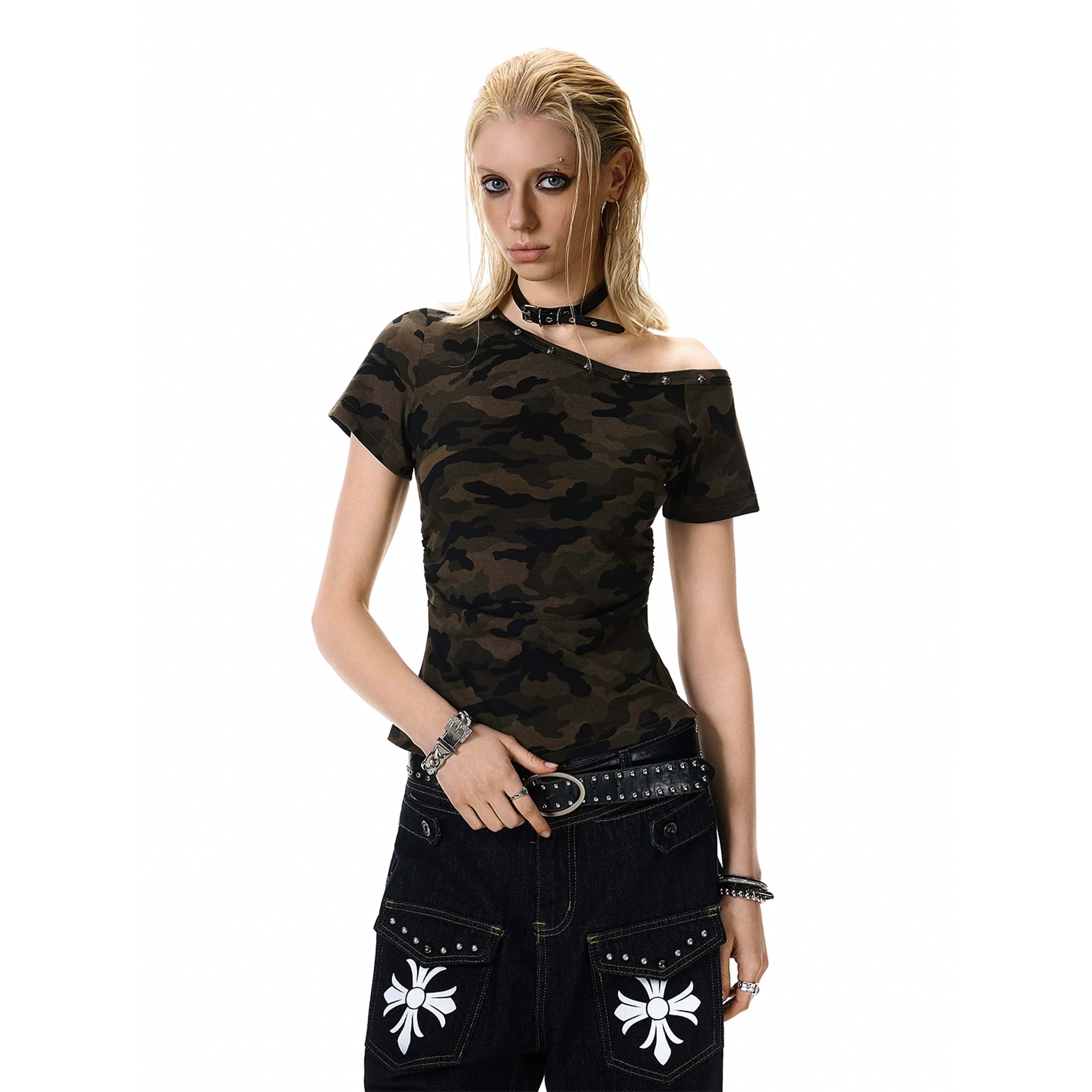 Camo one-shoulder style
