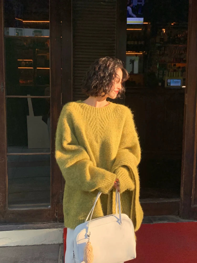 Fuzzy Oversized Sweater with Scarf