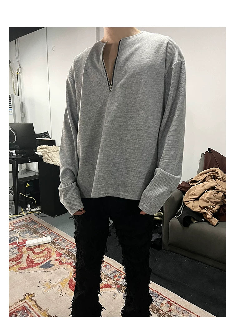 Minimal Half-Zip Long-Sleeve Sweatshirt