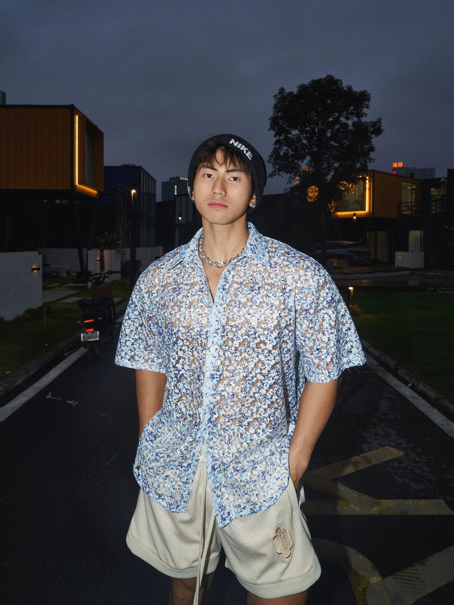 Multi-Colored Impressionistic Floral Shirt