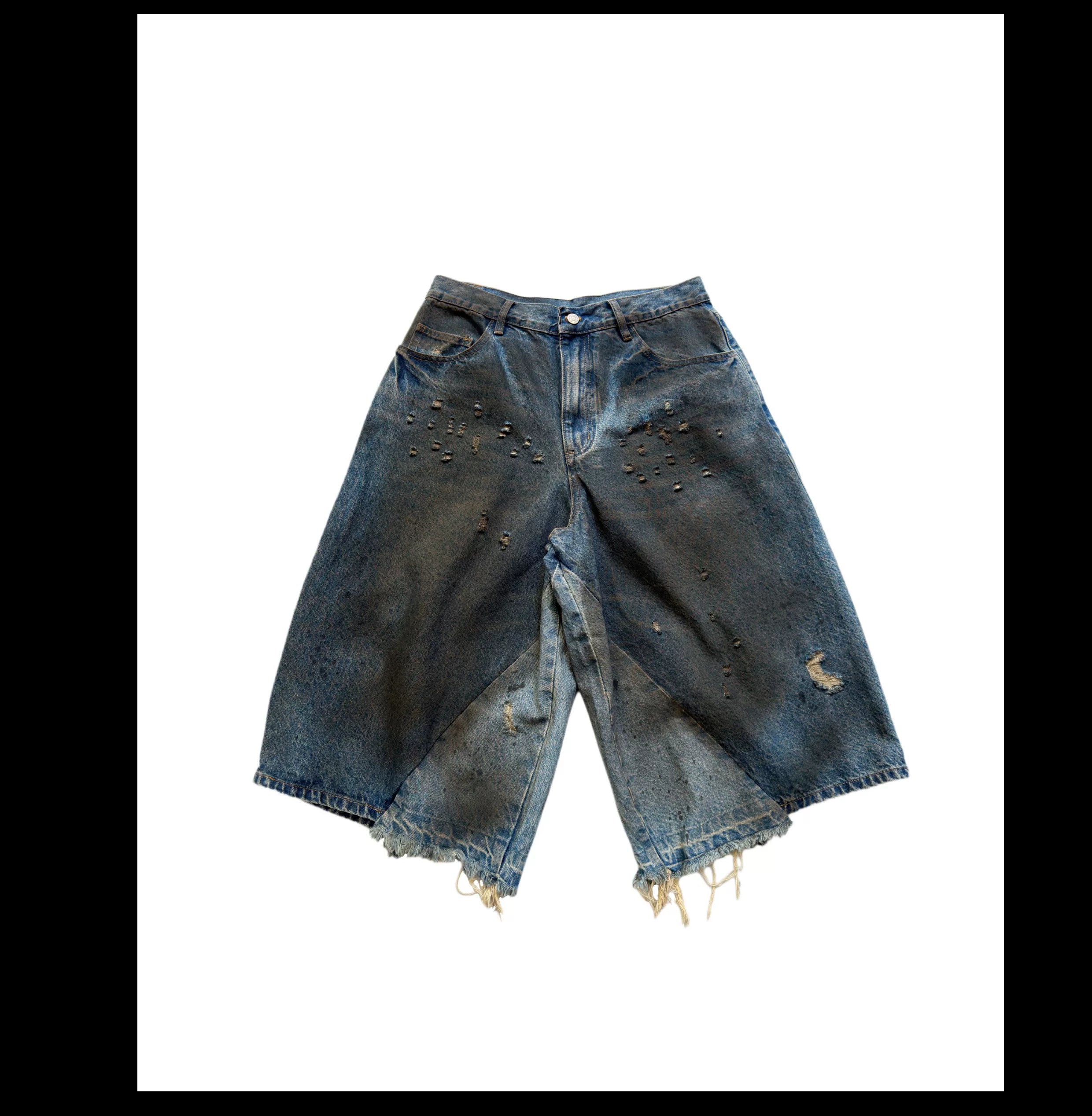 Rustfall Distressed Oilwash Gaucho Jeans