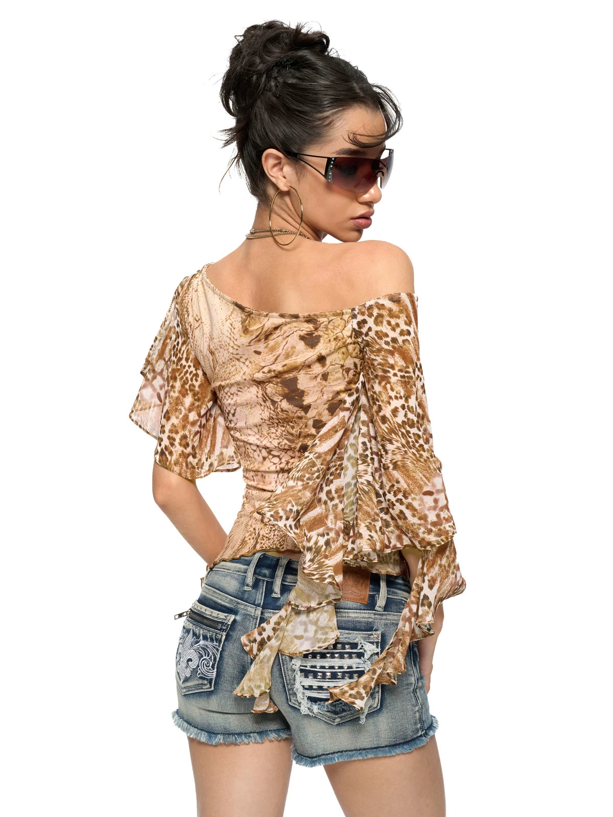 Savanna Ember One‑Shoulder Ruffle Top