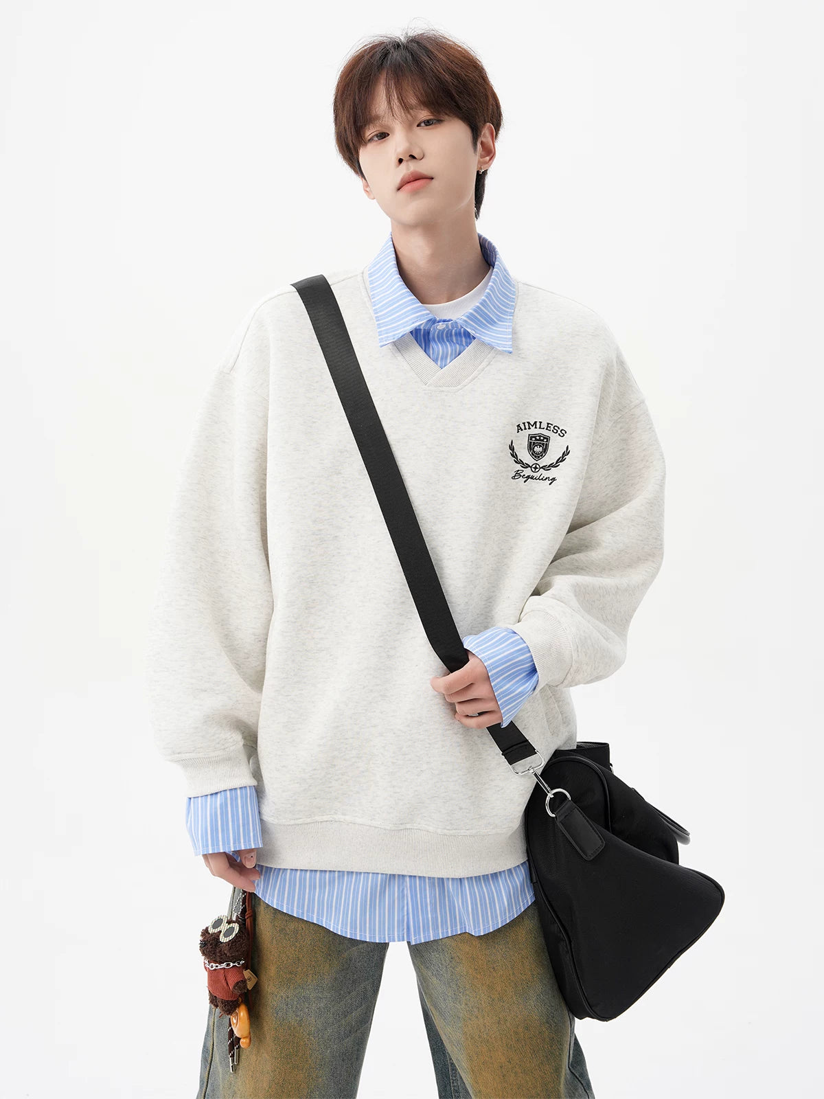 Aimless Crest Layered V-Sweatshirt