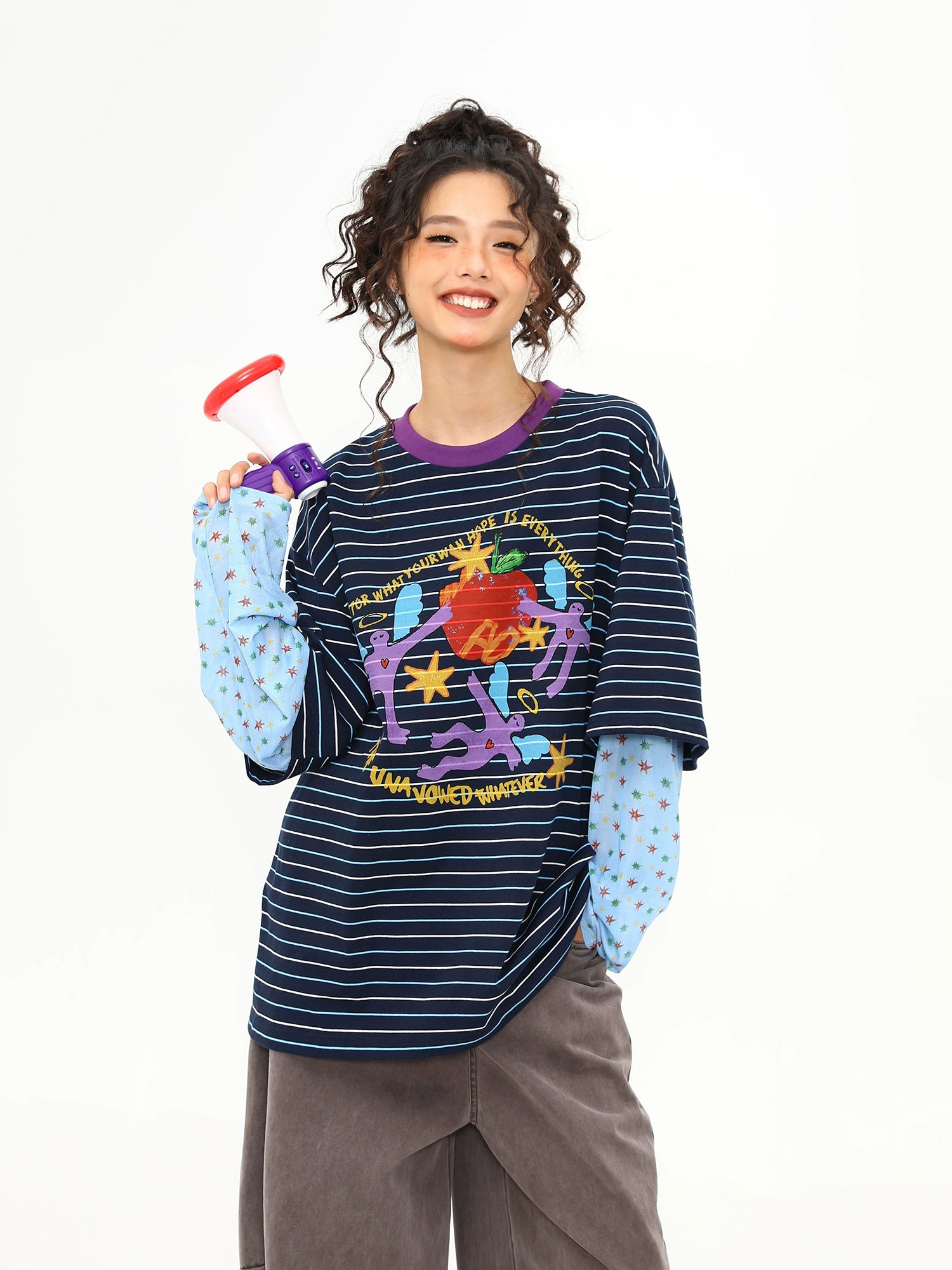 Cosmic Friends Striped Graphic Tee