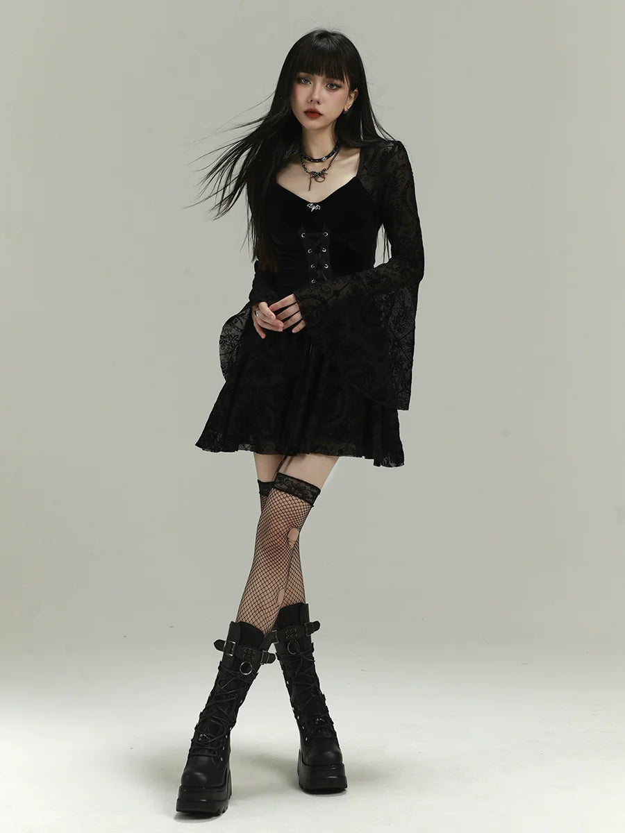 Gothic Lace Mini Dress