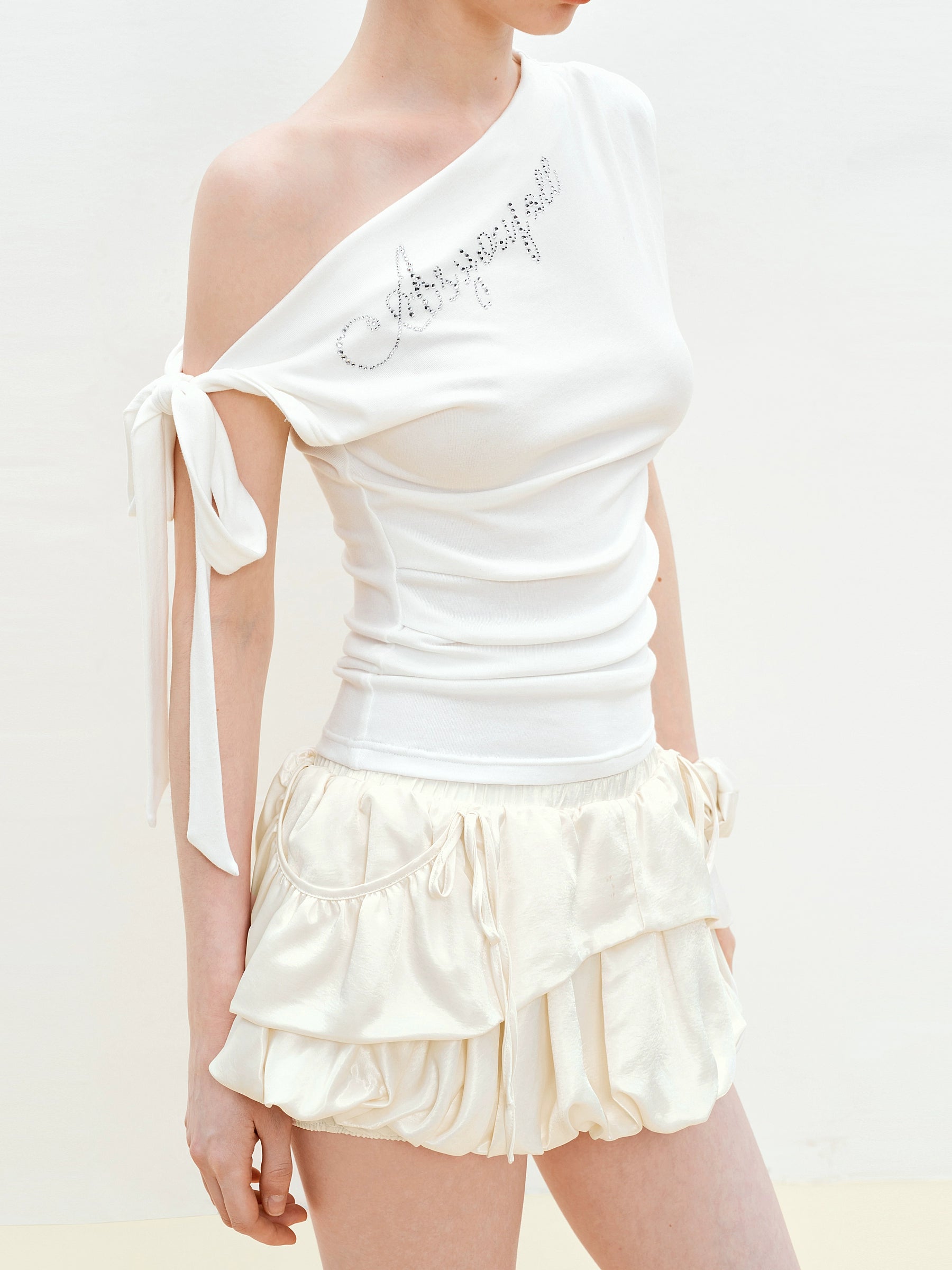 One-Shoulder Bow Top